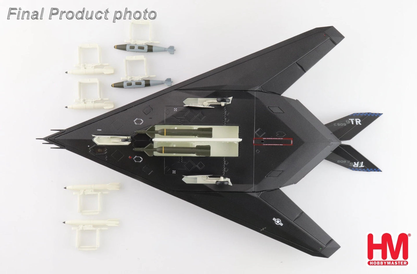 HOBBY MASTERS F-117A NIGHTHAWK 84-0809 USAF 2022 WITH EXTRA 2 X B57 AND B61 BOMBS