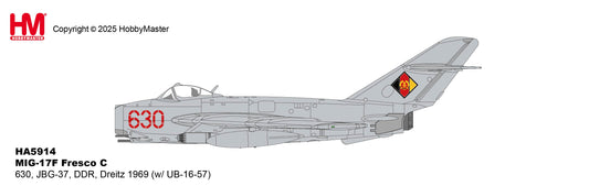 HOBBY MASTER MIG-17F FRESCO C DDR 630 JBG-37 DREITZ 1969 (W/ UB-16-57)