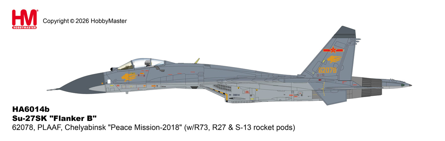 HOBBY MASTER SU-27SK FLANKER B PLAAF CHELYABINSK "PEACE MISSION-2018" 62078 (W/R73, R27 & S-13 ROCKET PODS)