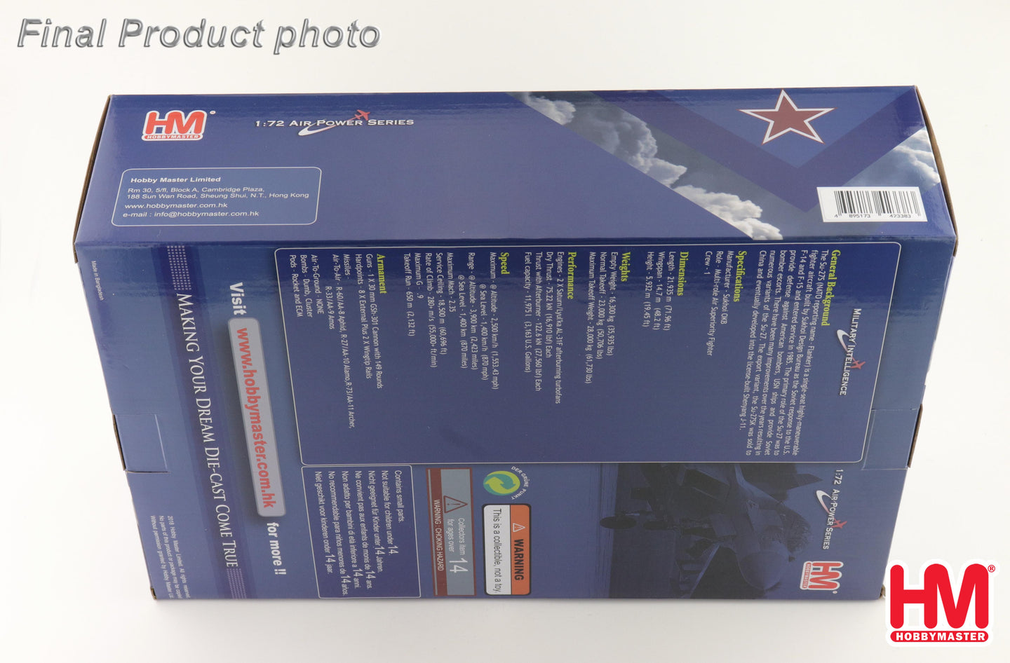 HOBBY MASTER J-11BGH "FLANKER B" PLANAF BLUE 28/81288 (WITH PL-10 AND PL-15 MISSILES)