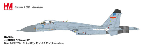 HOBBY MASTER J-11BGH "FLANKER B" PLANAF BLUE 28/81288 (WITH PL-10 AND PL-15 MISSILES)