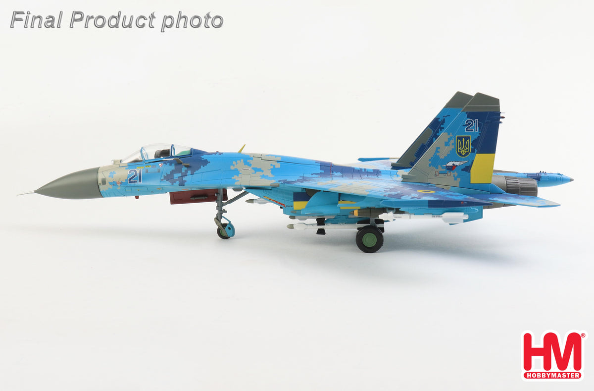 HOBBY MASTER SU-27 FLANKER B UKRAINIAN AIR FORCE BLUE 21 (WITH 2 X JDAM-ER GLIDING BOMBS)