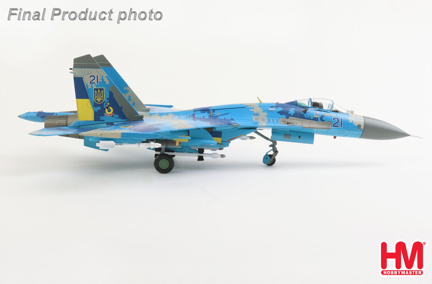 HOBBY MASTER SU-27 FLANKER B UKRAINIAN AIR FORCE BLUE 21 (WITH 2 X JDAM-ER GLIDING BOMBS)