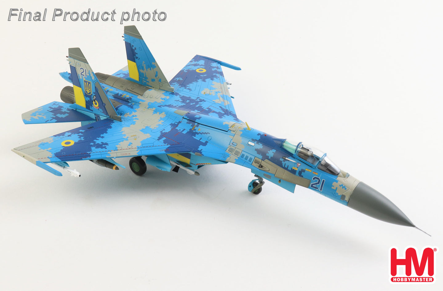HOBBY MASTER SU-27 FLANKER B UKRAINIAN AIR FORCE BLUE 21 (WITH 2 X JDAM-ER GLIDING BOMBS)