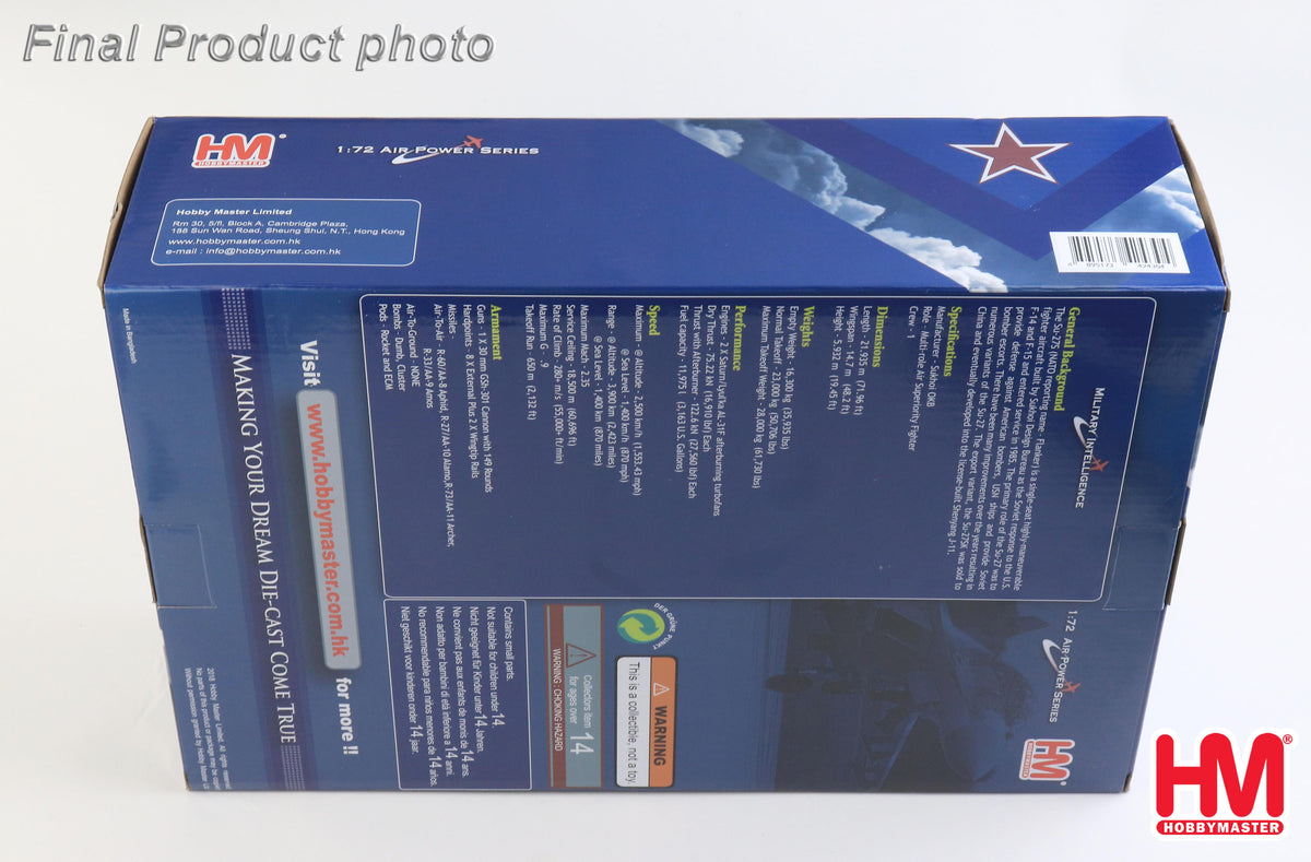 HOBBY MASTER SU-27 FLANKER B UKRAINIAN AIR FORCE BLUE 21 (WITH 2 X JDAM-ER GLIDING BOMBS)
