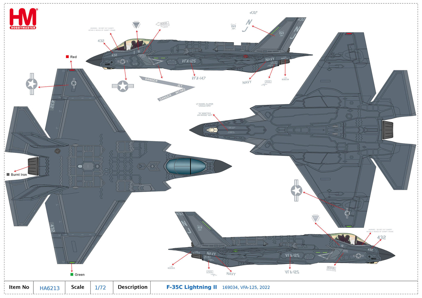 HOBBY MASTER F-35C LIGHTNING II US NAVY 169034 VFA-125 2022