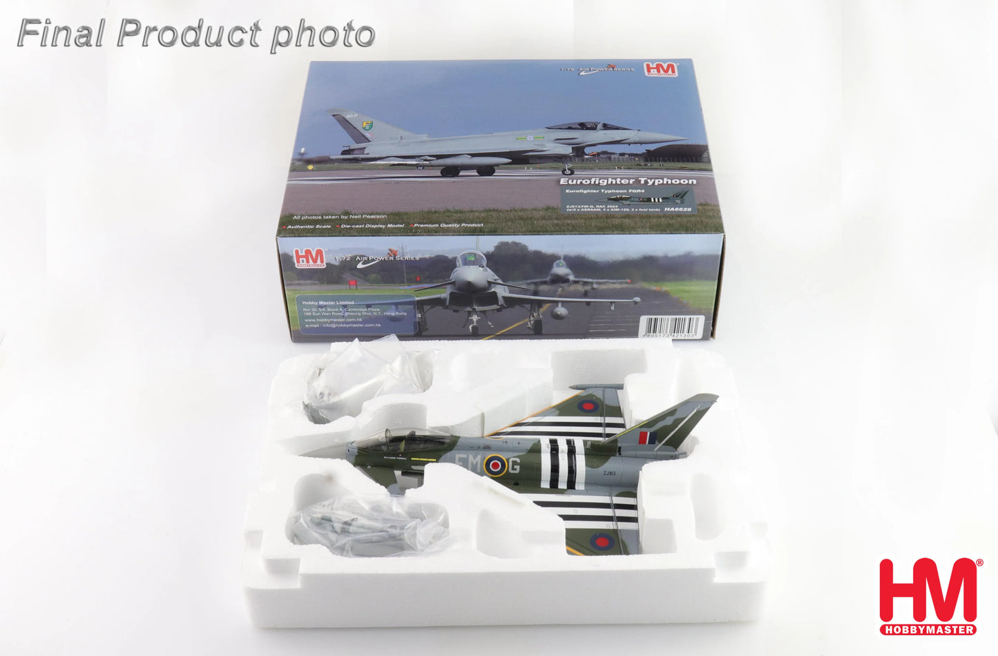 HOBBY MASTER TYPHOON FGR4 ZJ913/FM-G RAF 2024 (WITH 2 X ASRAAM, 4 X AIM-120, 3 X FUEL TANK)