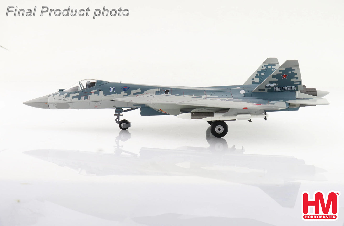 HOBBY MASTER SU-57 STEALTH FIGHTER 01 BLUE RUSSIAN AIR FORCE 2019 (W/ 2 X R-77 AND 2 X R-37 MISSILES ON THE WINGS)
