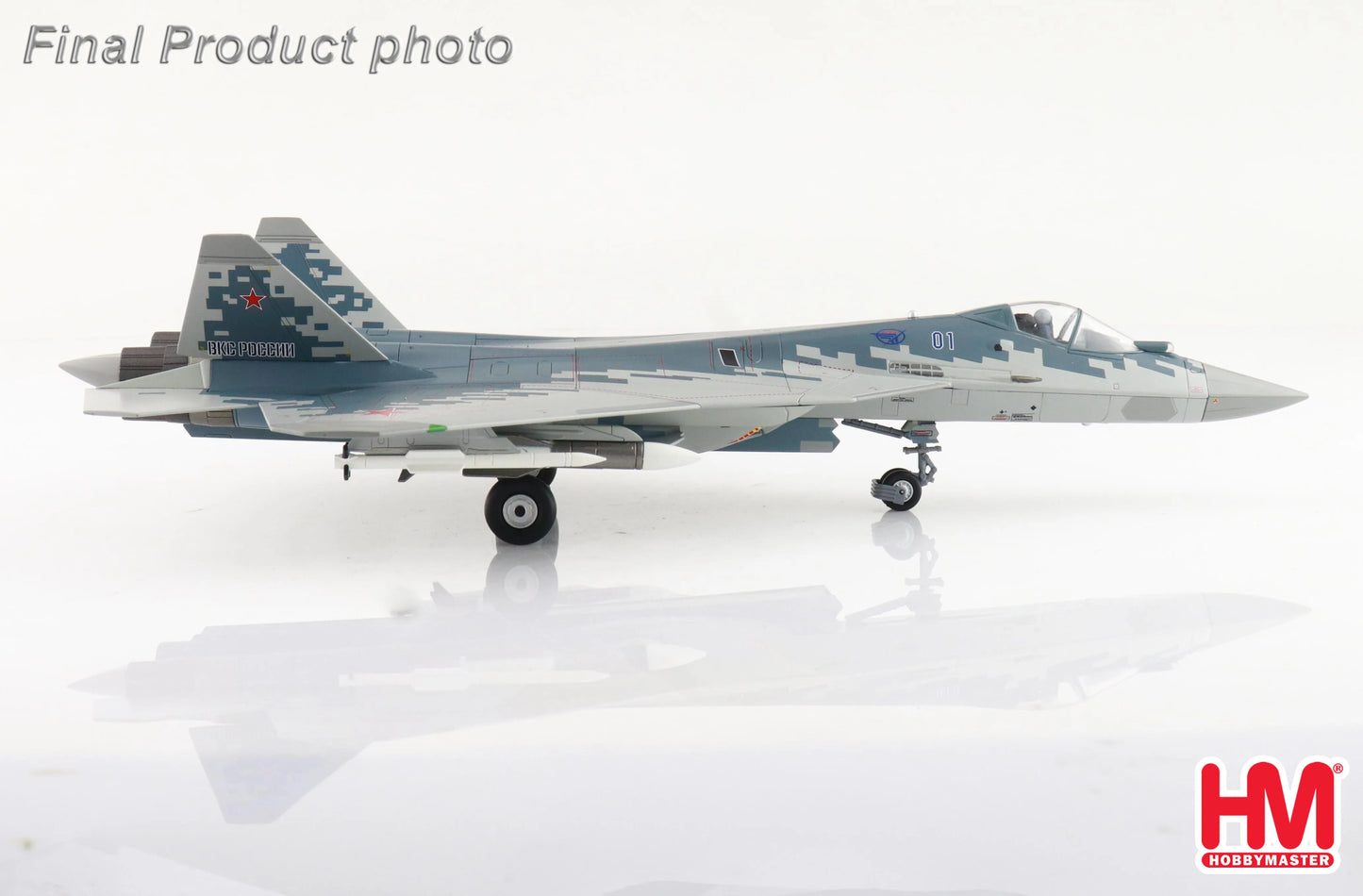 HOBBY MASTER SU-57 STEALTH FIGHTER 01 BLUE RUSSIAN AIR FORCE 2019 (W/ 2 X R-77 AND 2 X R-37 MISSILES ON THE WINGS)