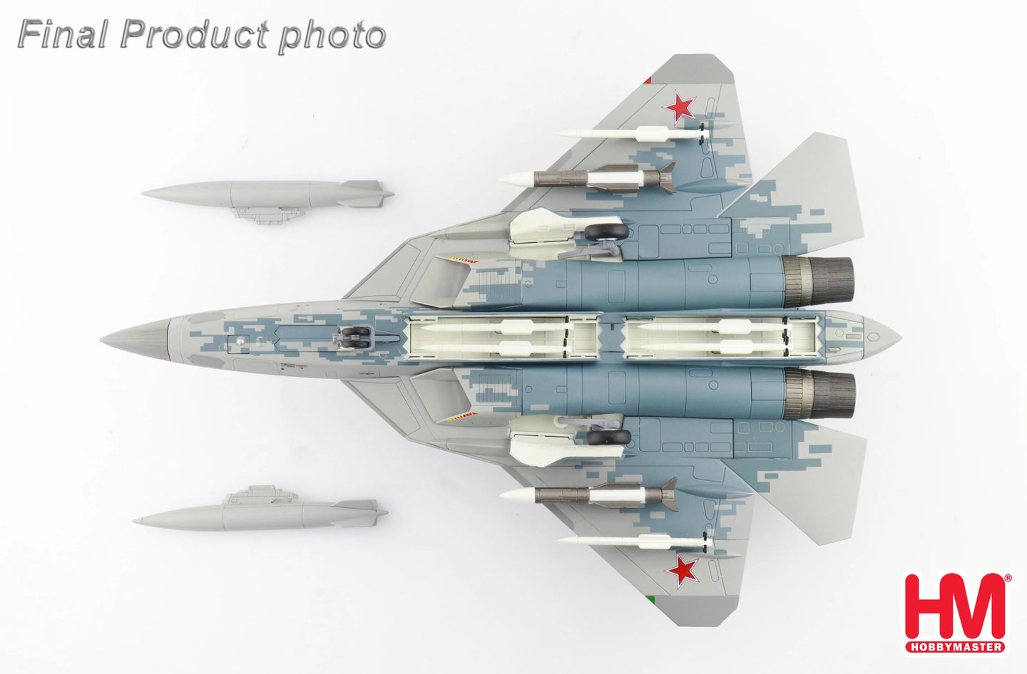HOBBY MASTER SU-57 STEALTH FIGHTER 01 BLUE RUSSIAN AIR FORCE 2019 (W/ 2 X R-77 AND 2 X R-37 MISSILES ON THE WINGS)