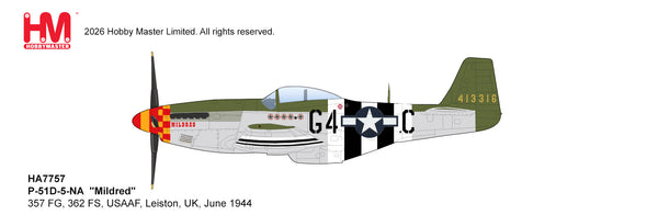 HOBBY MASTER P-51D-5-NA MILDRED 357 FG 362 FS USAAF LEISTON UK JUNE 1944