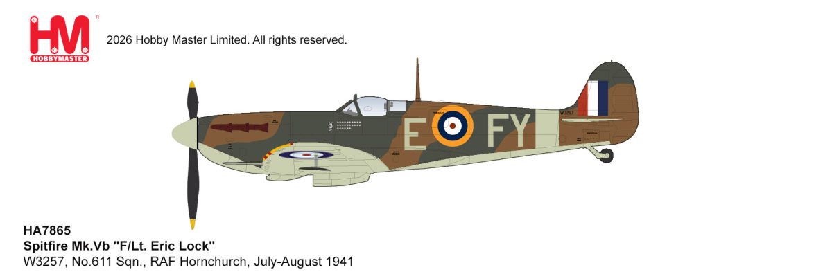 HOBBY MASTER SPITFIRE MK.VB F/LT. ERIC LOCK W3257 NO.611 SQN RAF HORNCHURCH JULY-AUGUST 1941
