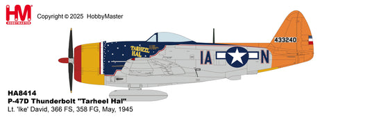 HOBBY MASTER P-47D THUNDERBOLT USAAF "TARHEEL HAL" LT IKE DAVID 366 FS 358 FG 433240 MAY 1945
