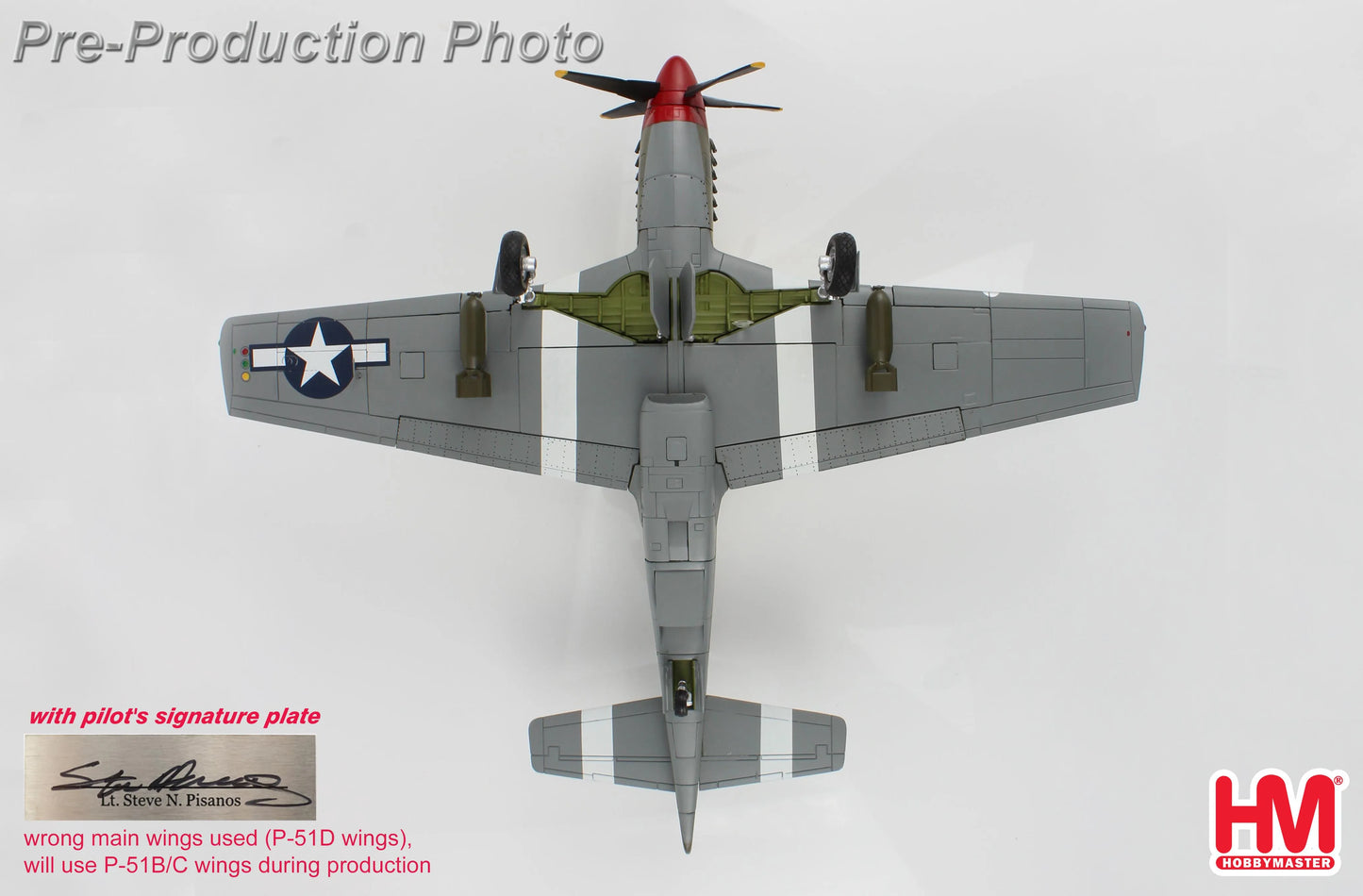 HOBBY MASTER P-51B MUSTANG STEVE PISANOS (SPECIAL EDITION) 36798 4TH FG 334TH FS MAY 1944 (WITH PILOTS SIGNATURE PLATE)