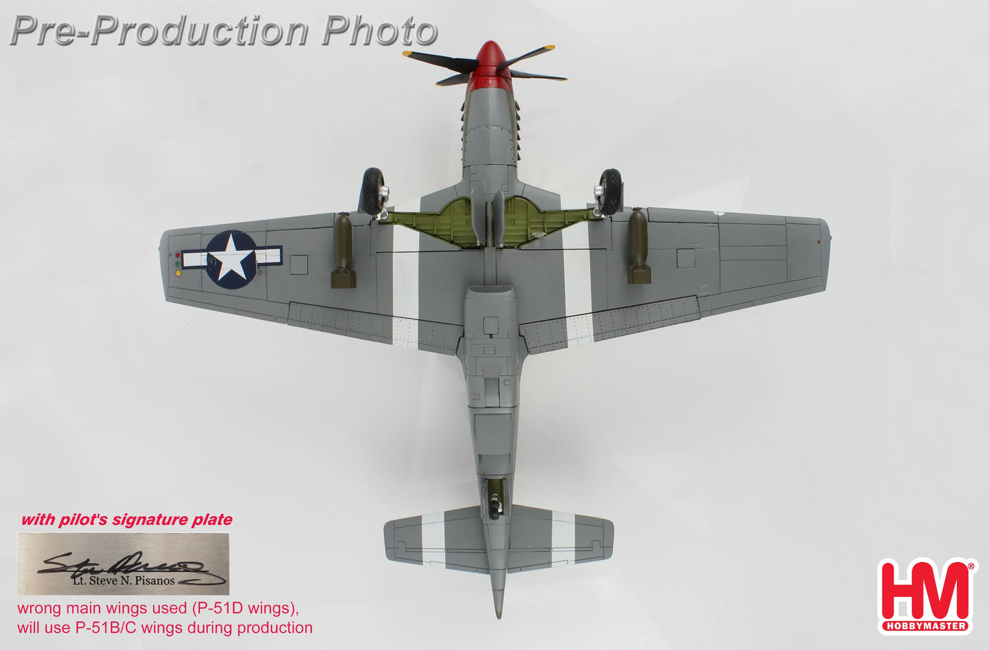 HOBBY MASTER P-51B MUSTANG STEVE PISANOS (SPECIAL EDITION) 36798 4TH FG 334TH FS MAY 1944 (WITH PILOTS SIGNATURE PLATE)