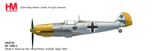 HOBBY MASTER BF 109E-3 "UFZ. HORST PEREZ" WHITE 4 4/JG 26 SEPTEMBER 1940