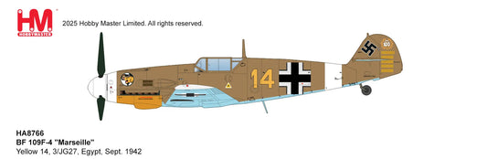 HOBBY MASTER BF 109F-4 "MARSEILLE" YELLOW 14 3/JG27 EGYPT SEPT. 1942