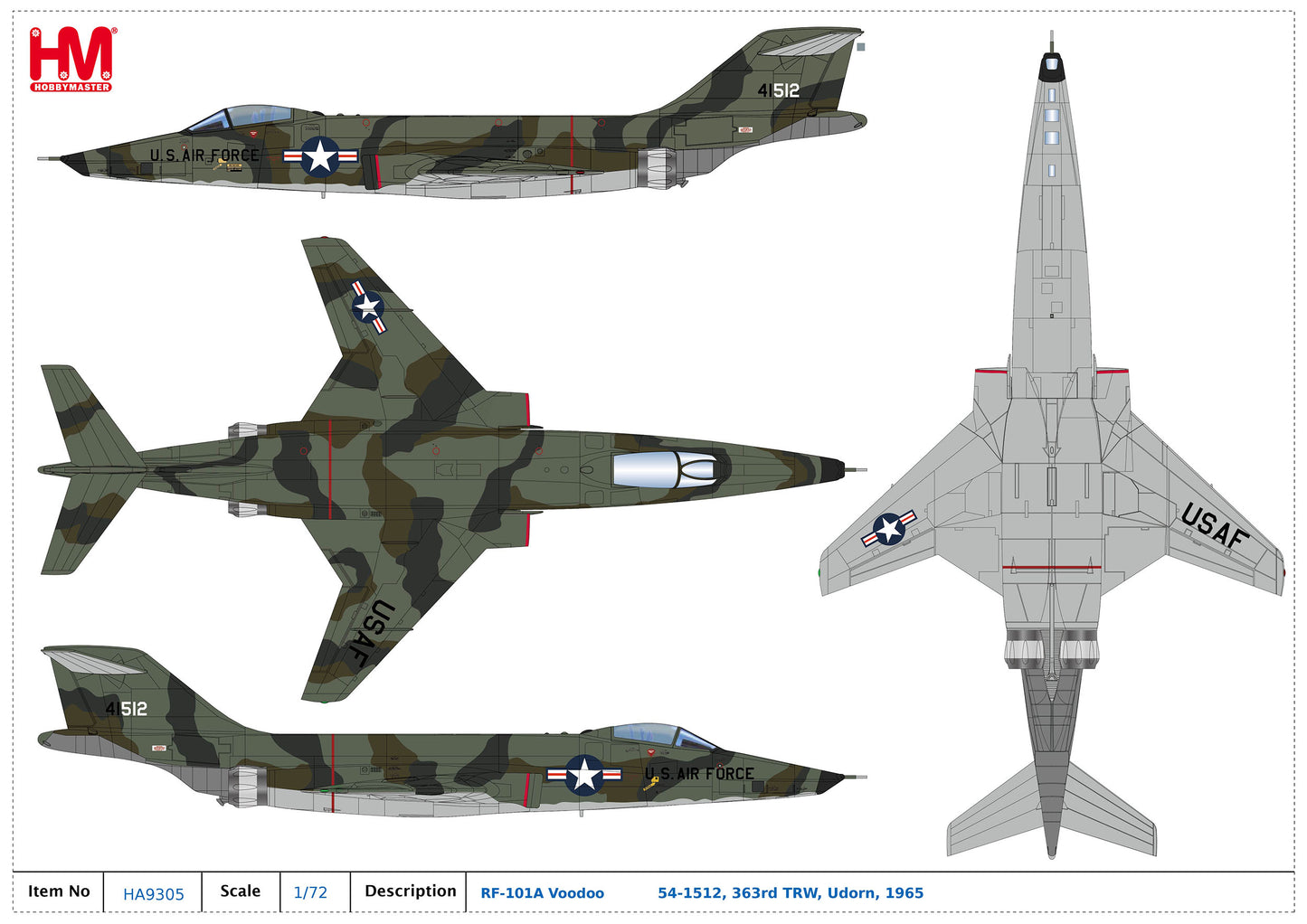 HOBBY MASTER RF-101A VOODOO 54-1512 363RD TRW UDORN 1965