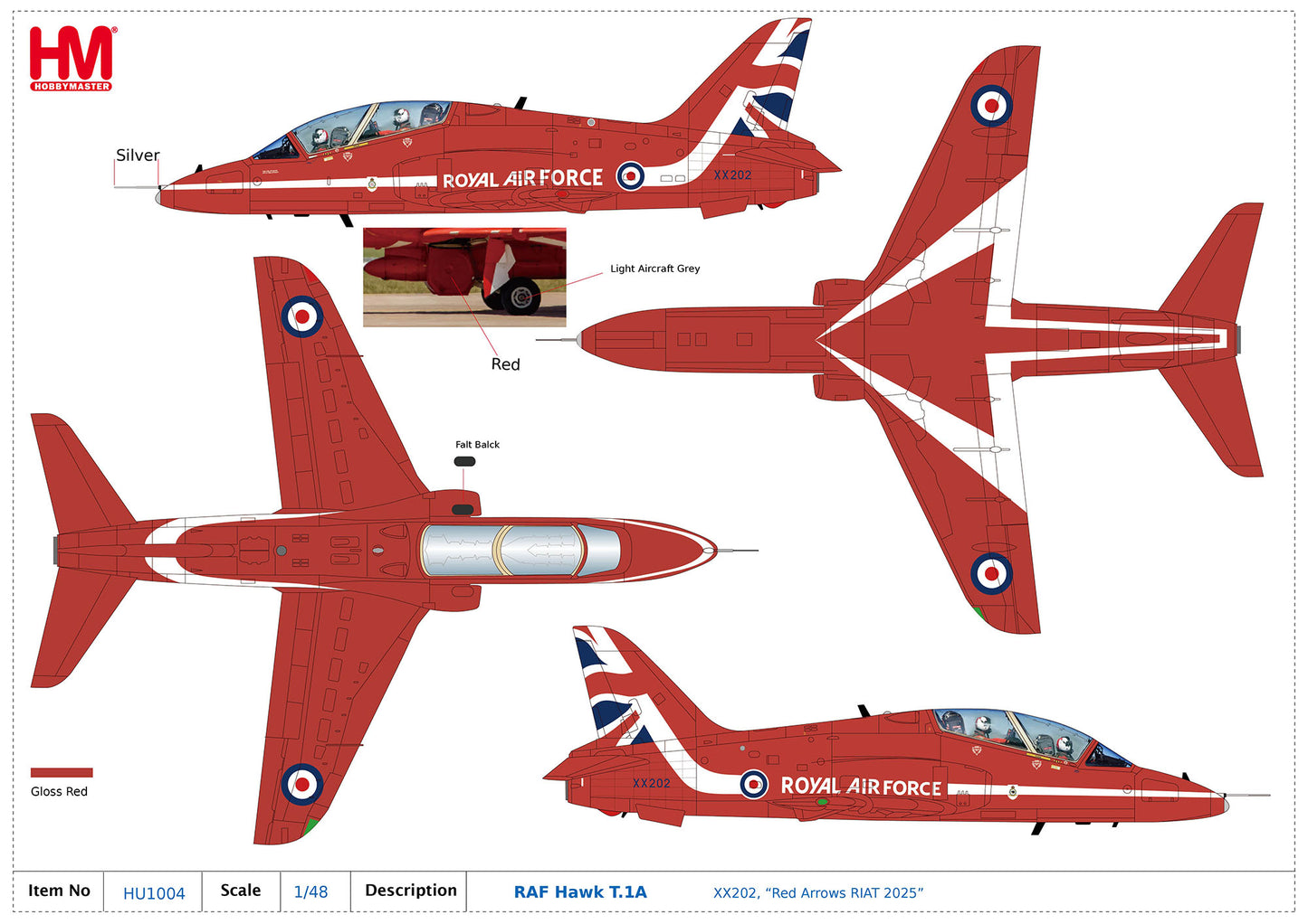 HOBBY MASTER HAWK T.1A RAF XX202 "RED ARROWS RIAT 2025"
