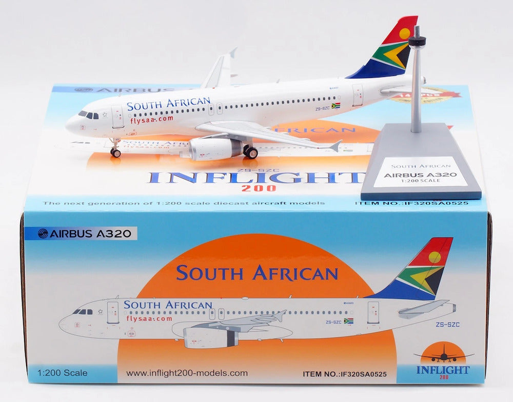 INFLIGHT 200 A320-232 SOUTH AFRICAN AIRWAYS REG: ZS-SZC WITH STAND