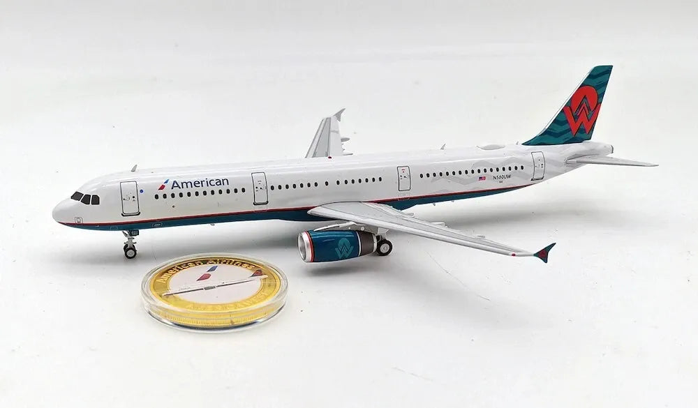 INFLIGHT 200 A321-231 AMERICAN AIRLINES REG: N580UW AND COLLECTORS COIN