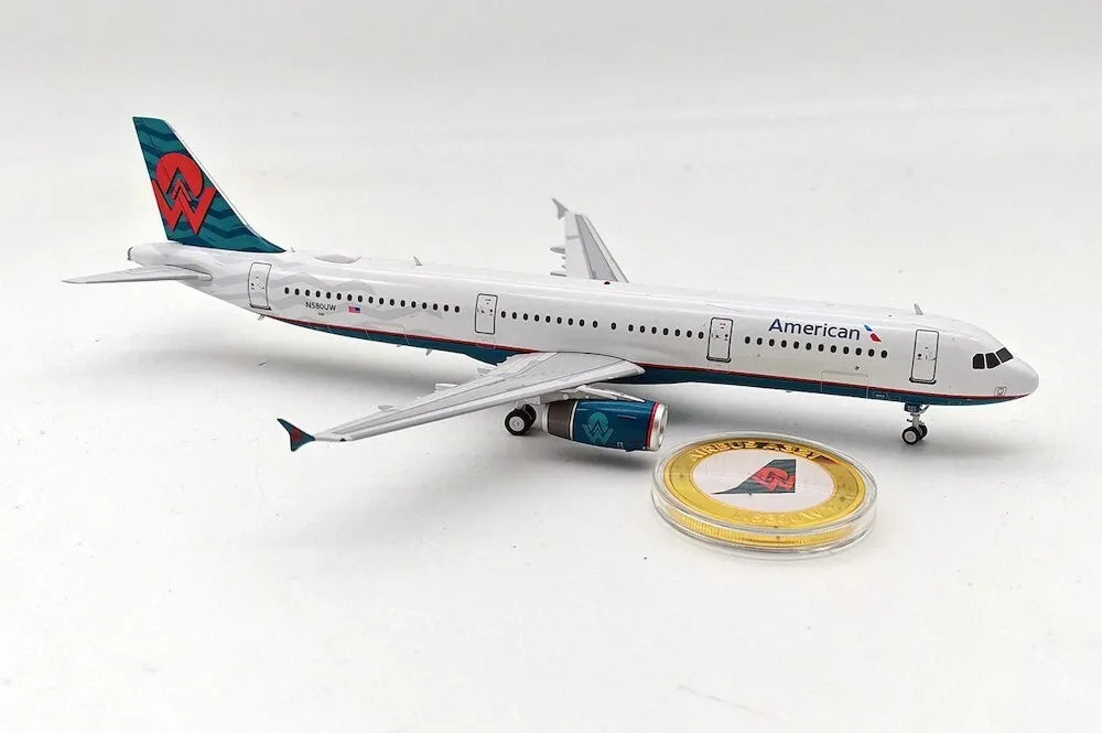 INFLIGHT 200 A321-231 AMERICAN AIRLINES REG: N580UW AND COLLECTORS COIN
