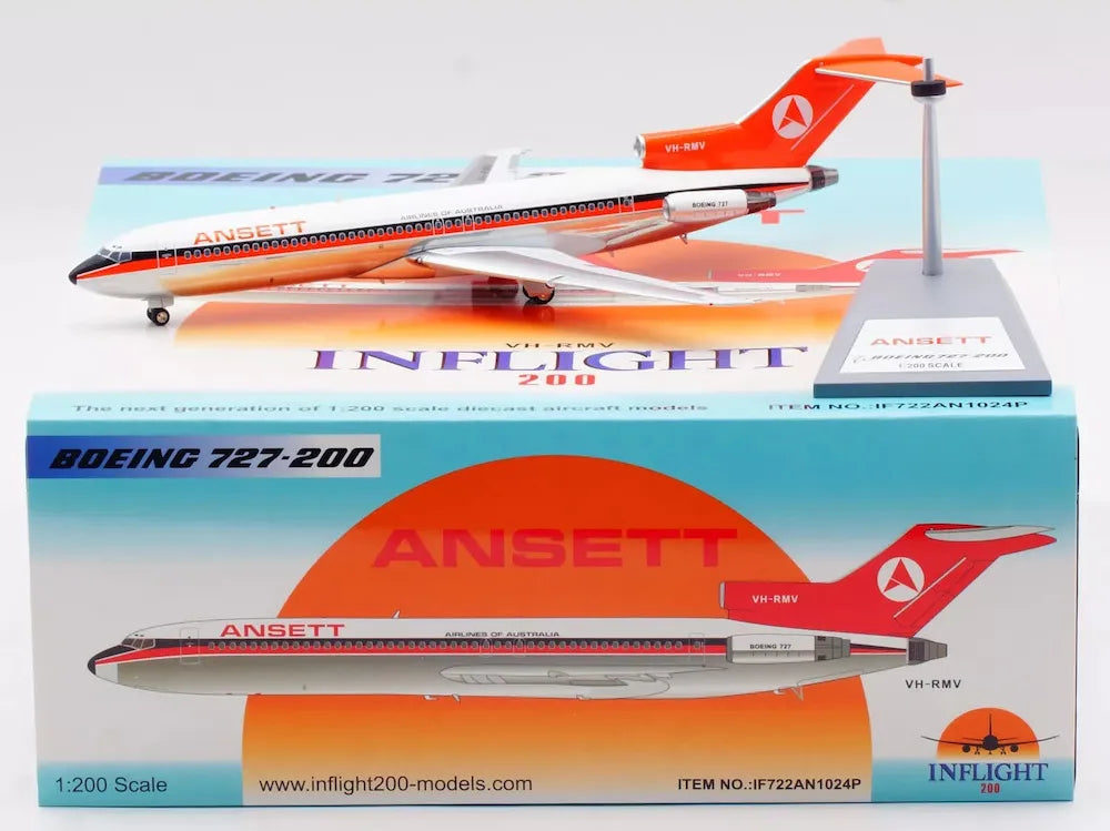 INFLIGHT 200 B727-200 ANSETT AIRLINES OF AUSTRALIA (POLISHED) REG: VH-RMV
