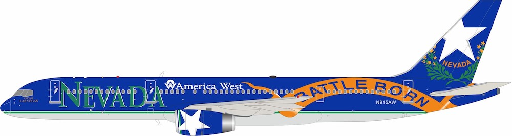INFLIGHT 200 B757-225 AMERICA WEST AIRLINES "NEVADA BATTLE BORN" REG: N915AW