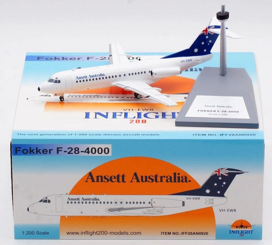 INFLIGHT 200 FOKKER F-28-4000 ANSETT AUSTRALIA AIRLINES REG: VH-EWB