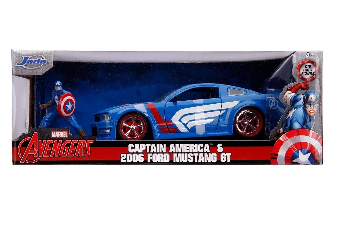 JADA 2006 FORD MUSTANG GT + CAPTAIN AMERICA FIGURE