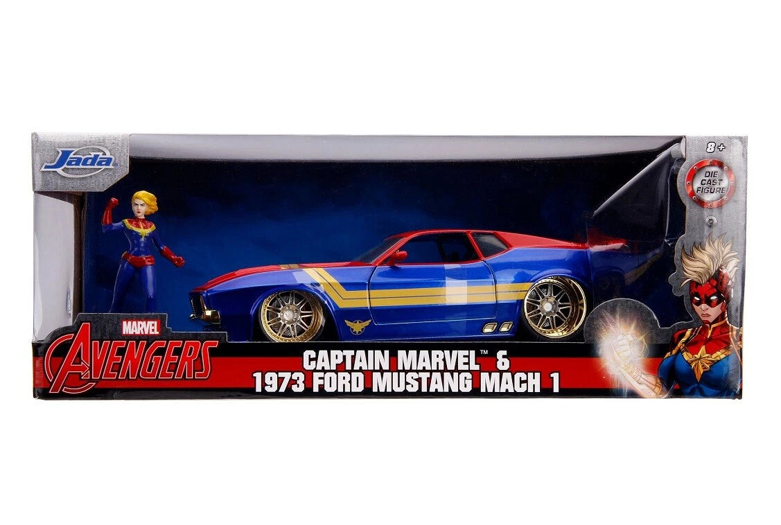 JADA 1973 MUSTANG MACH 1 + CAPTAIN MARVEL FIGURE