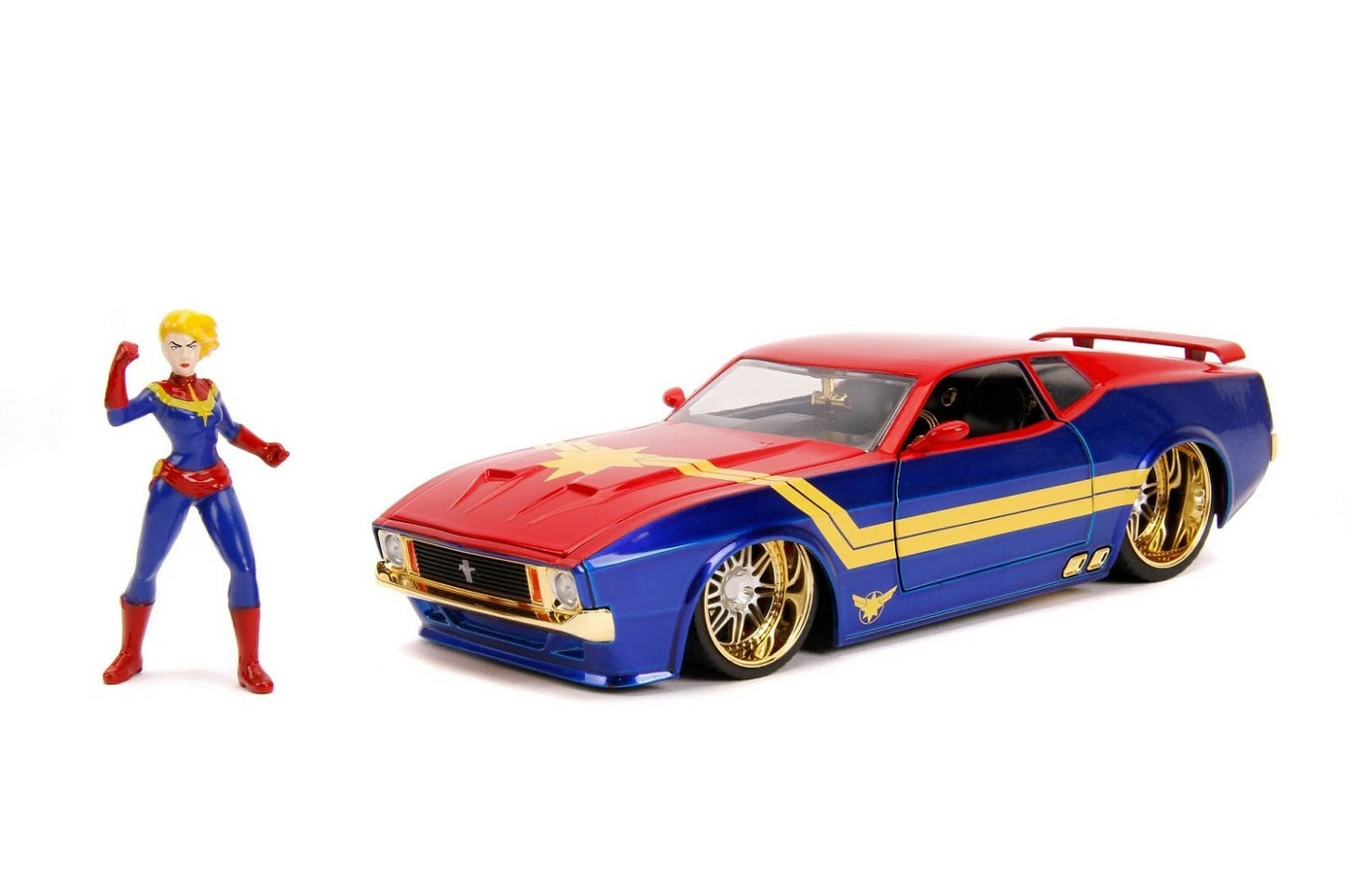 JADA 1973 MUSTANG MACH 1 + CAPTAIN MARVEL FIGURE