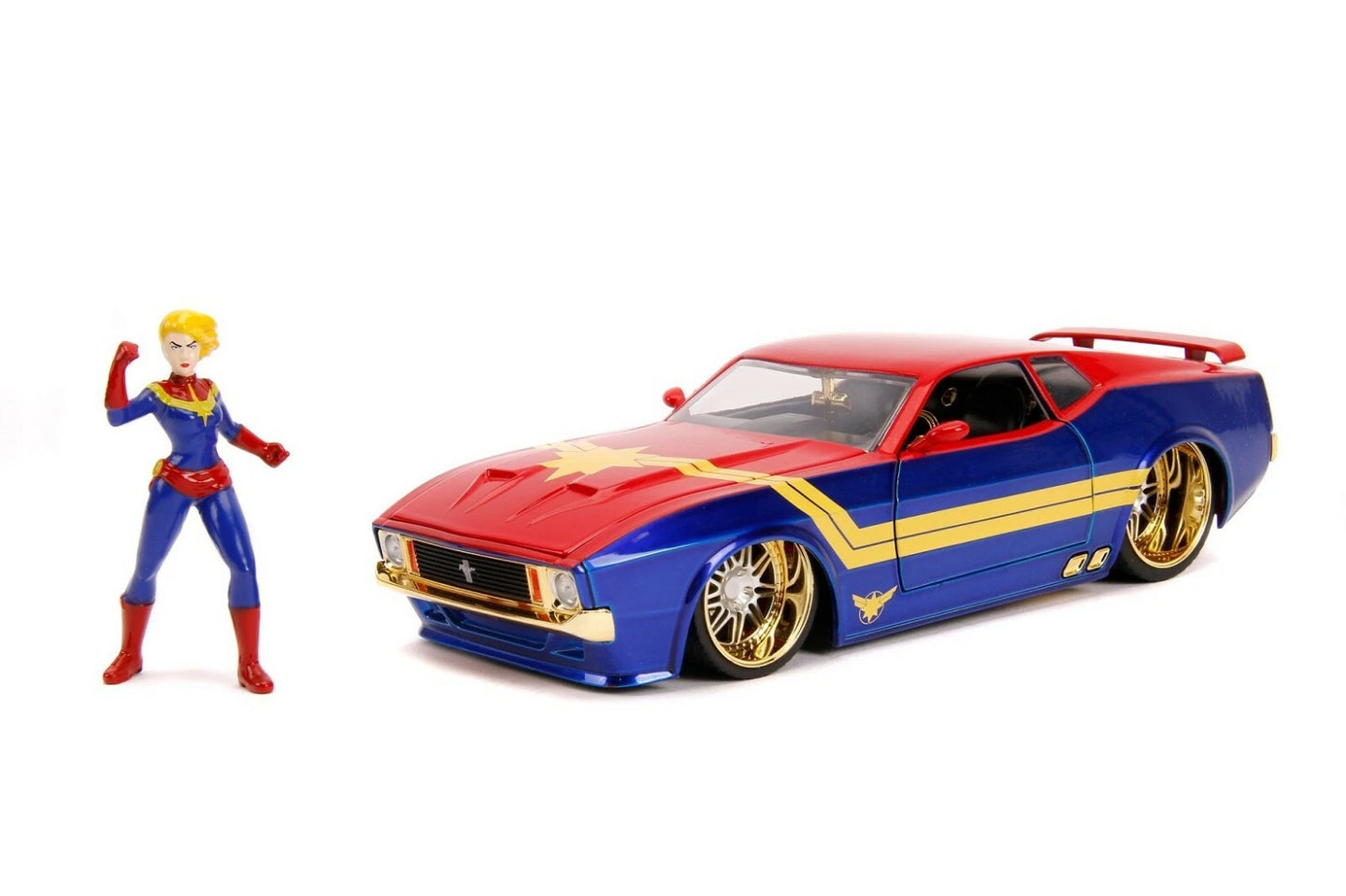 JADA 1973 MUSTANG MACH 1 + CAPTAIN MARVEL FIGURE