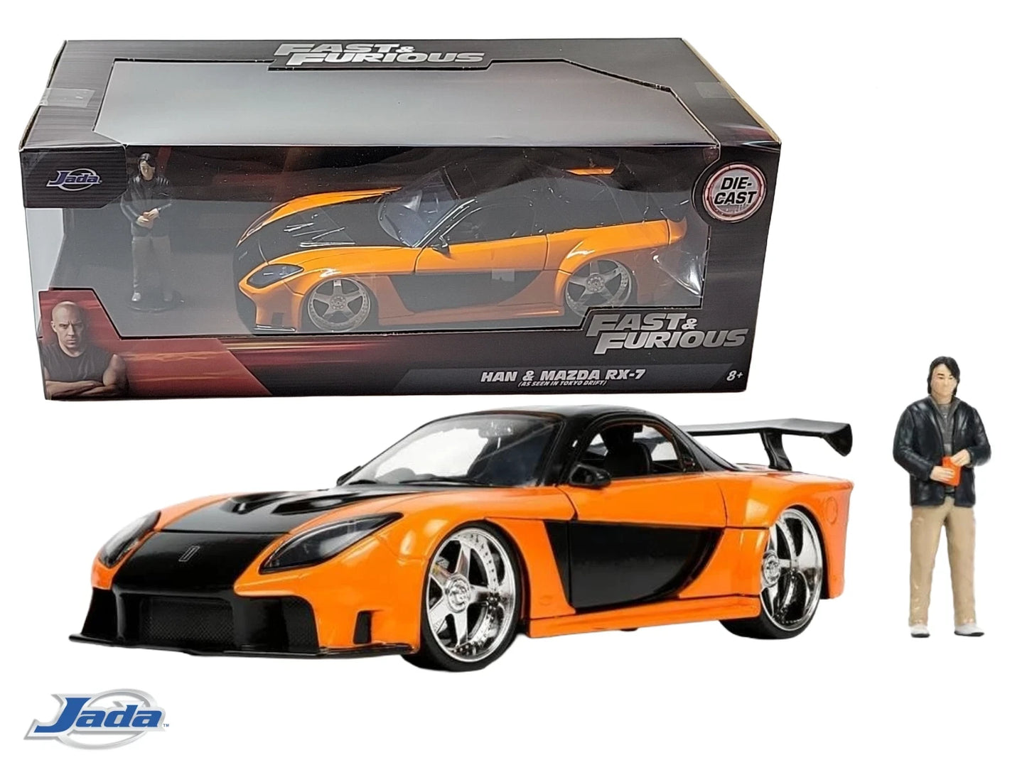 JADA 1995 MAZDA RX-7 WIDEBODY WITH HAN FIGURE FAST AND FURIOUS