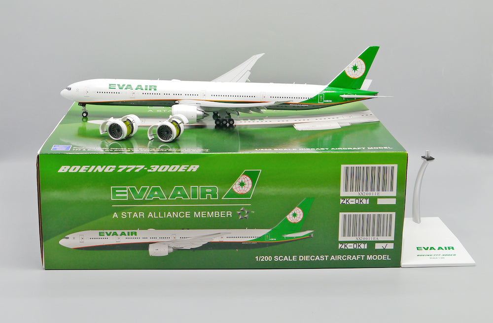 JC WINGS B777-300ER EVA AIR (ADVANCED ENGINE OPTION) (FLAPS DOWN) REG: ZK-OKT WITH STAND