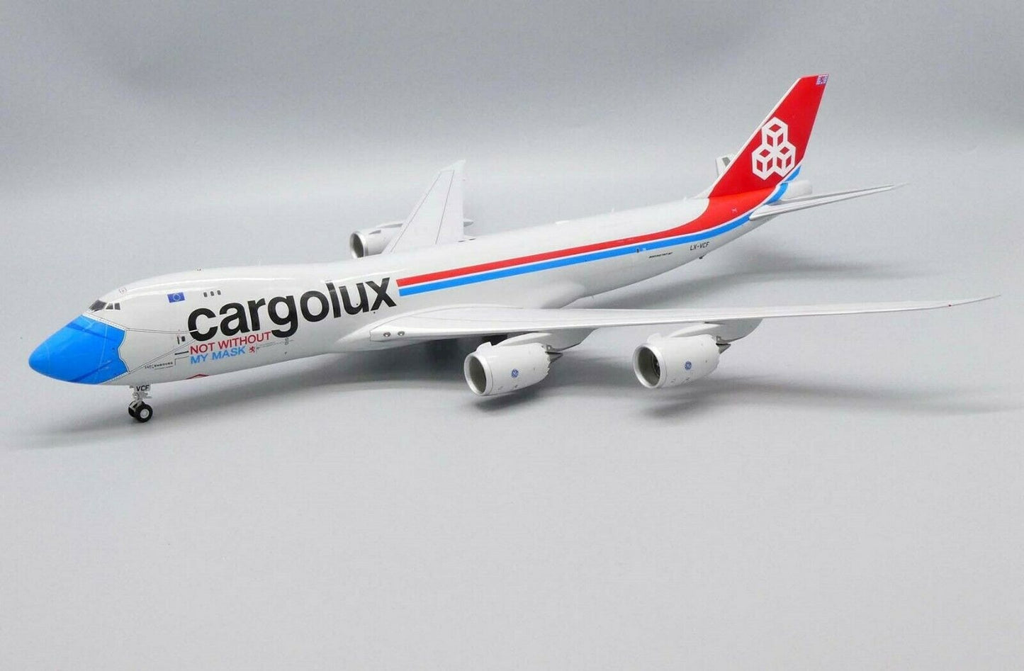 JC WINGS  B747-8F CARGOLUX "NOT WITHOUT MY MASK" REG: LX-VCF