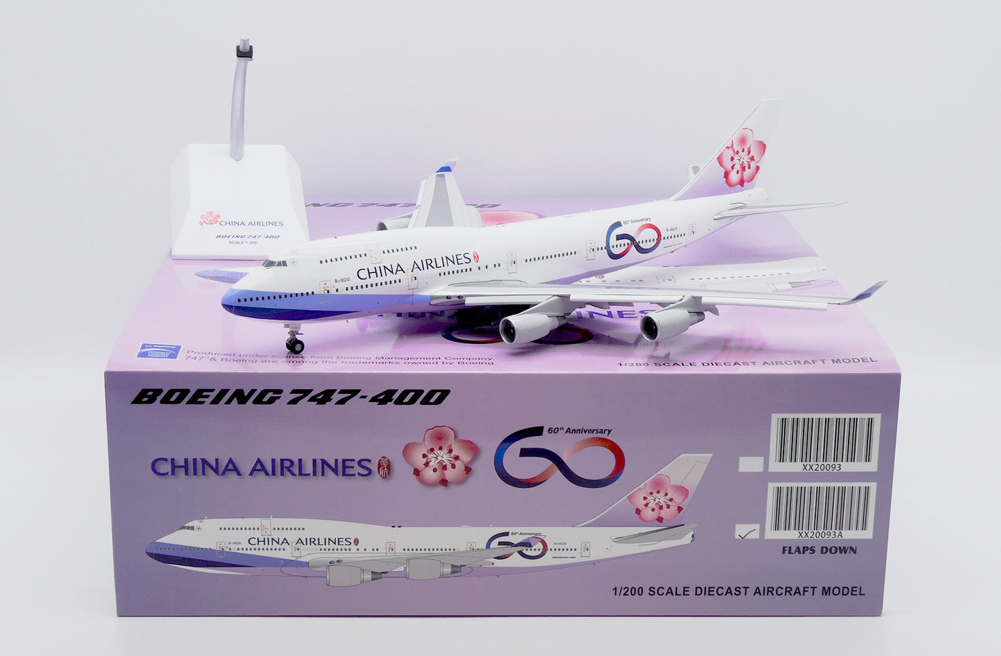 JCWINGS B747-400 CHINA AIRLINES "60TH ANNIVERSARY" (FLAPS DOWN) REG: B-18210