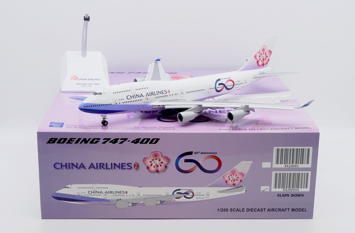 JCWINGS B747-400 CHINA AIRLINES "60TH ANNIVERSARY" (FLAPS DOWN) REG: B-18210