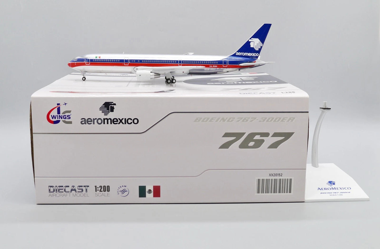 JC WINGS B767-300ER OC AEROMEXICO POLISHED REG: XA-RWX