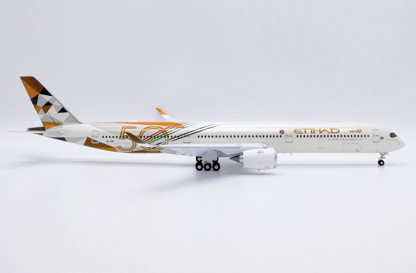 JC WINGS A350-1000 ETIHAD AIRWAYS "50 YEARS" (FLAPS DOWN) REG: A6-XWB