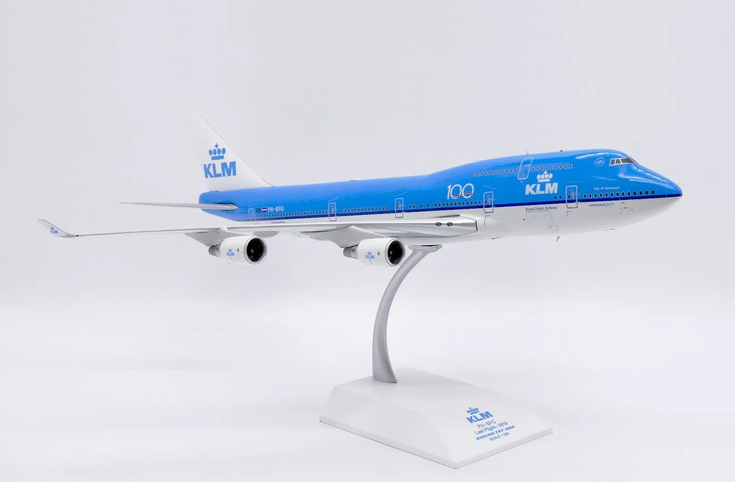 JC WINGS B747-400 KLM ROYAL DUTCH AIRLINES "100" (PLUS LIMITED EDITION AVIATION TAG) REG: PH-BFG