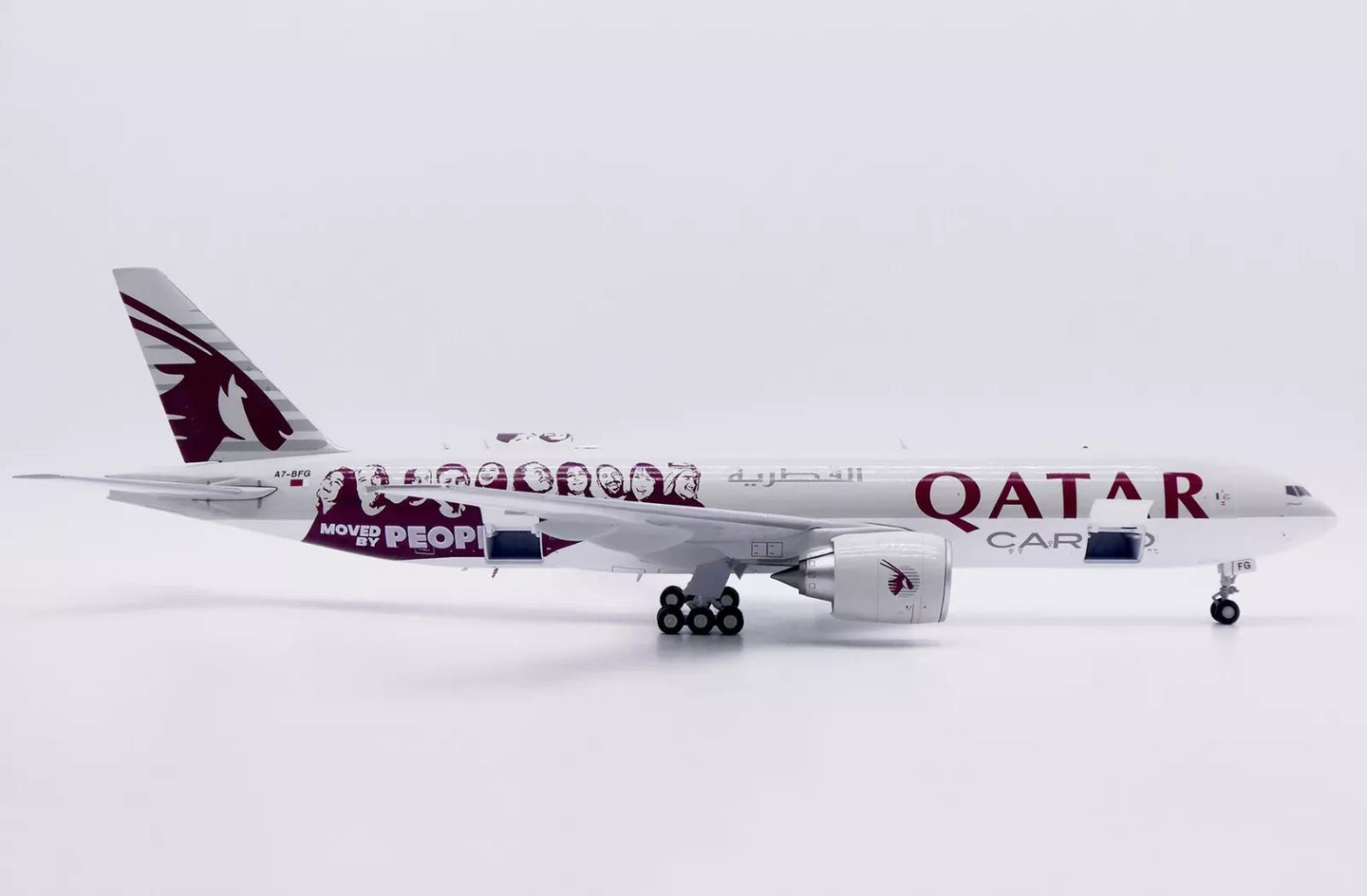JC WINGS B777F QATAR AIRWAYS CARGO "MOVED BY PEOPLE" (INTERACTIVE SERIES) REG: A7-BFG