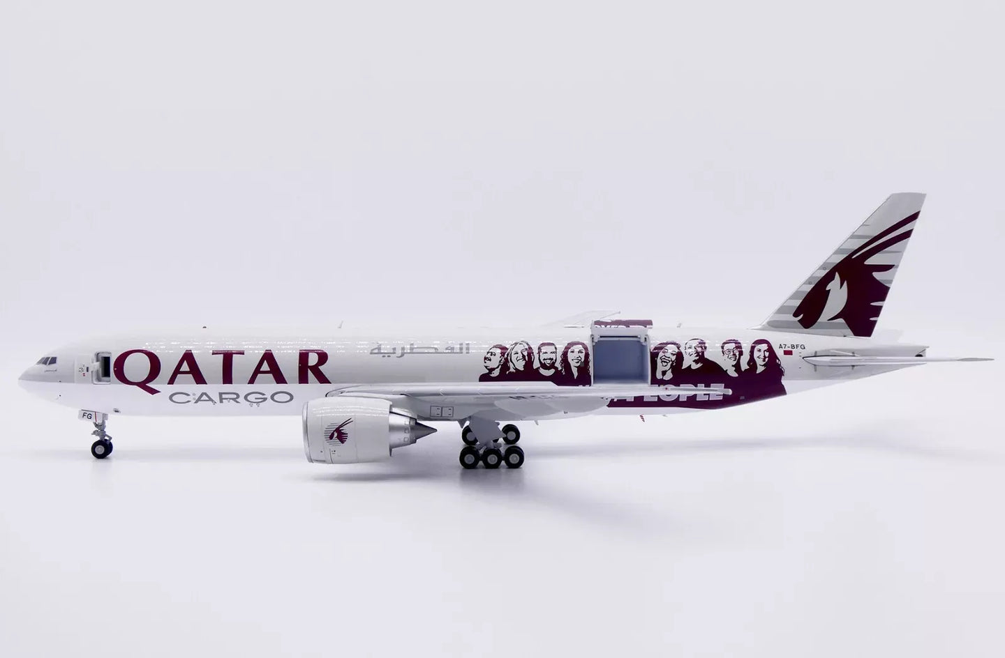 JC WINGS B777F QATAR AIRWAYS CARGO "MOVED BY PEOPLE" (INTERACTIVE SERIES) REG: A7-BFG