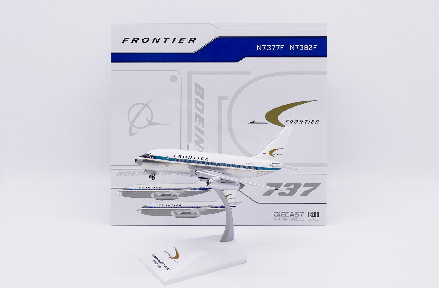 JC WINGS B737-200 FRONTIER AIRLINES (POLISHED) REG: N7377F
