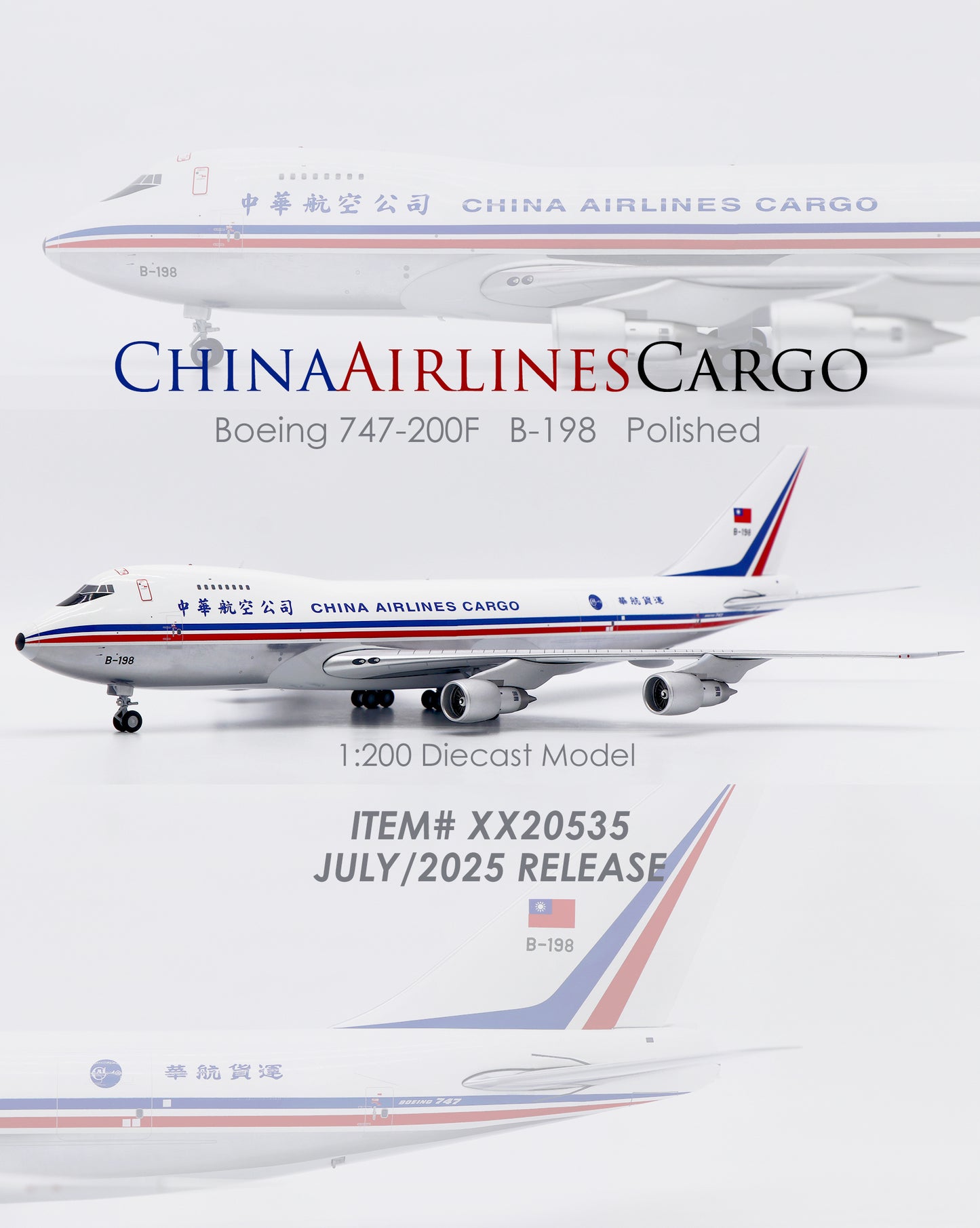 JC WINGS B747-200F CHINA AIRLINES CARGO "OLD COLOURS" (POLISHED) REG: B-198
