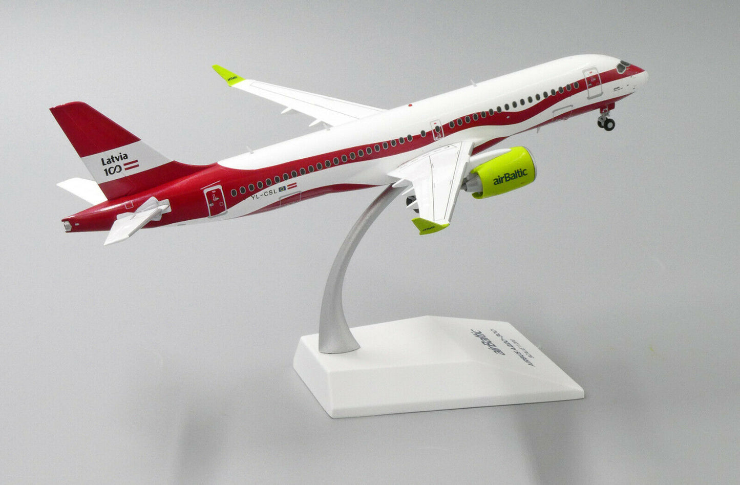 JC WINGS A220 AIR BALTIC "LATVIA 100TH LIVERY" REG: YL-CSL