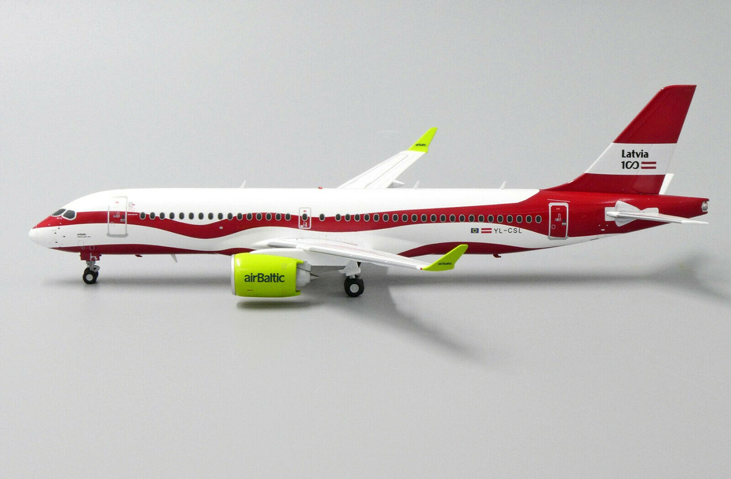 JC WINGS A220 AIR BALTIC "LATVIA 100TH LIVERY" REG: YL-CSL