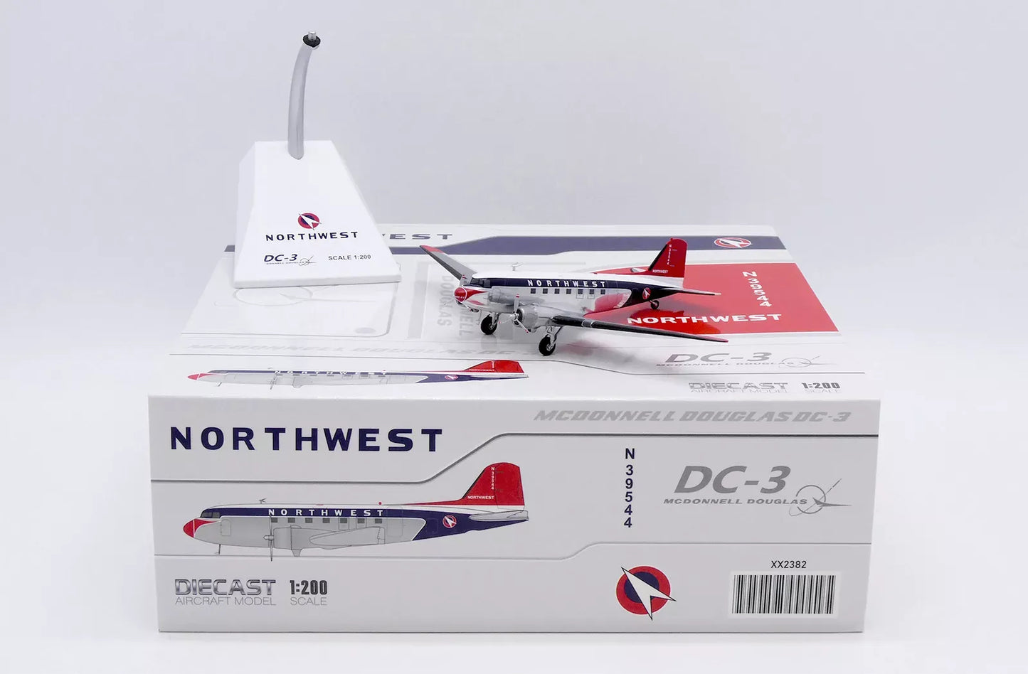 JC WINGS DC-3 NORTHWEST AIRLINES POLISHED REG: N39544