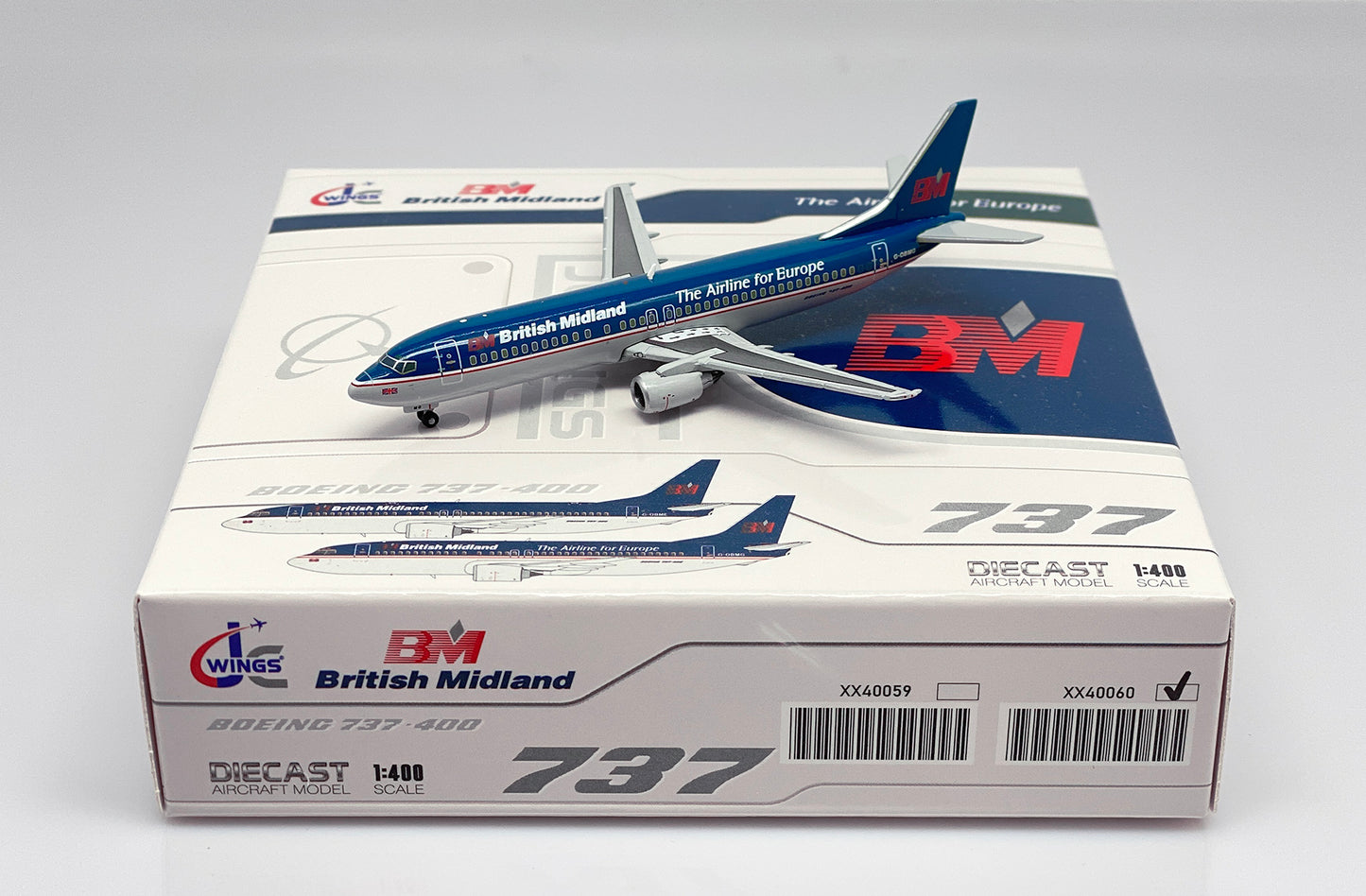 JC WINGS B737-400 BRITISH MIDLAND "THE AIRLINE FOR EUROPE" REG: G-OBMG