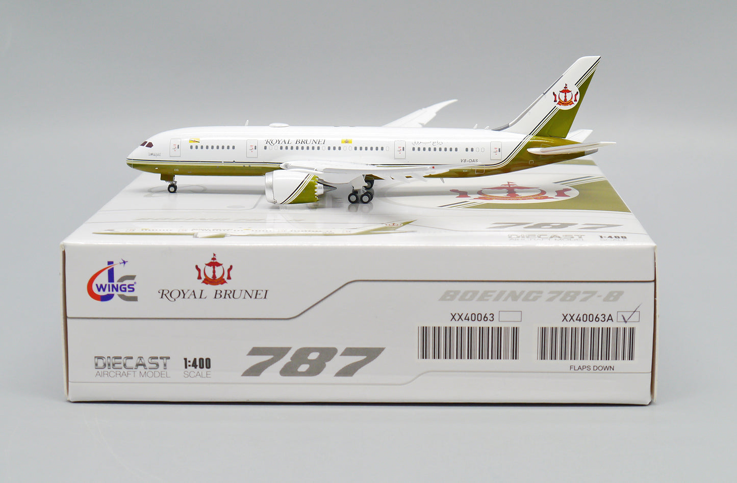 JCWINGS B787-8(BBJ) BRUNEI SULTANS FLIGHT FLAPS DOWN REG: V8-OAS
